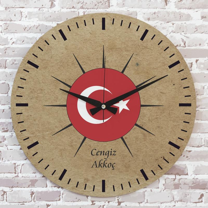 Kişiye%20Özel%20Türk%20Bayrağı%20Tasarımlı%20Hediye%20Ahşap%20Saat%2033cm%20%20KA02-1407