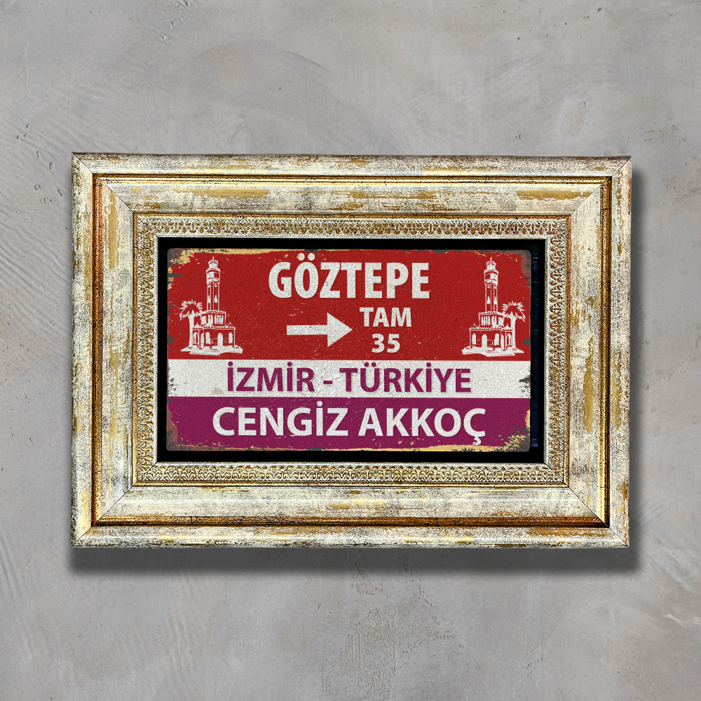 Kişiye%20Özel%20Hediye%20Göztepe%20Tabelası%20Çerçeveli%20Taş%20Tablo